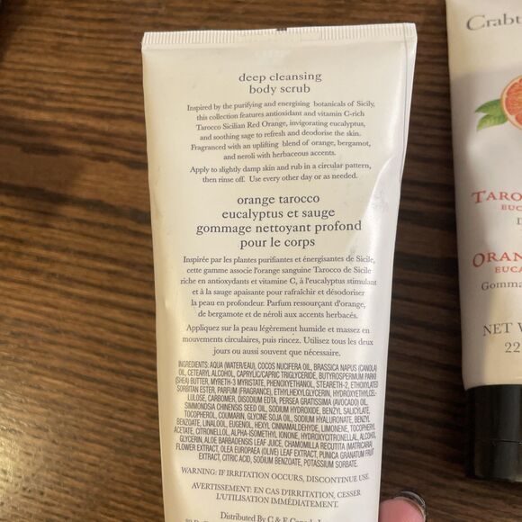 Crabtree & Evelyn Tarocco Orange Deep Cleansing Body Scrub 7.9 oz/ea SEALED X 2 - Picture 3 of 3